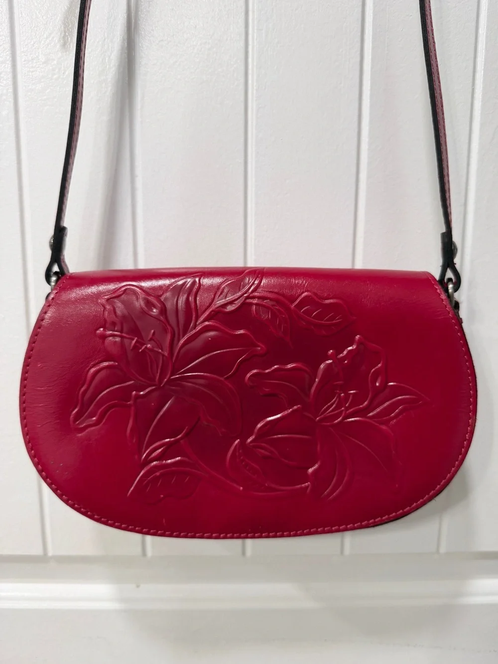 Patricia Nash Red Embossed Leather Lydie Crossbody